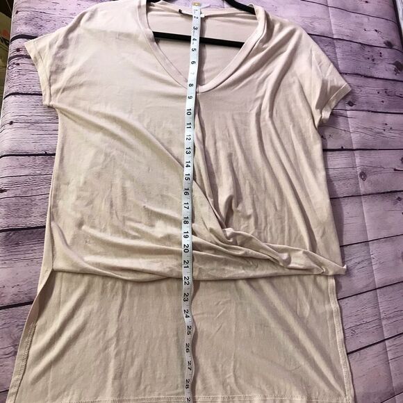 Suzy D London Ballet Pink Faux Wrap Drape VNeck Tee S/M - Picture 9 of 12